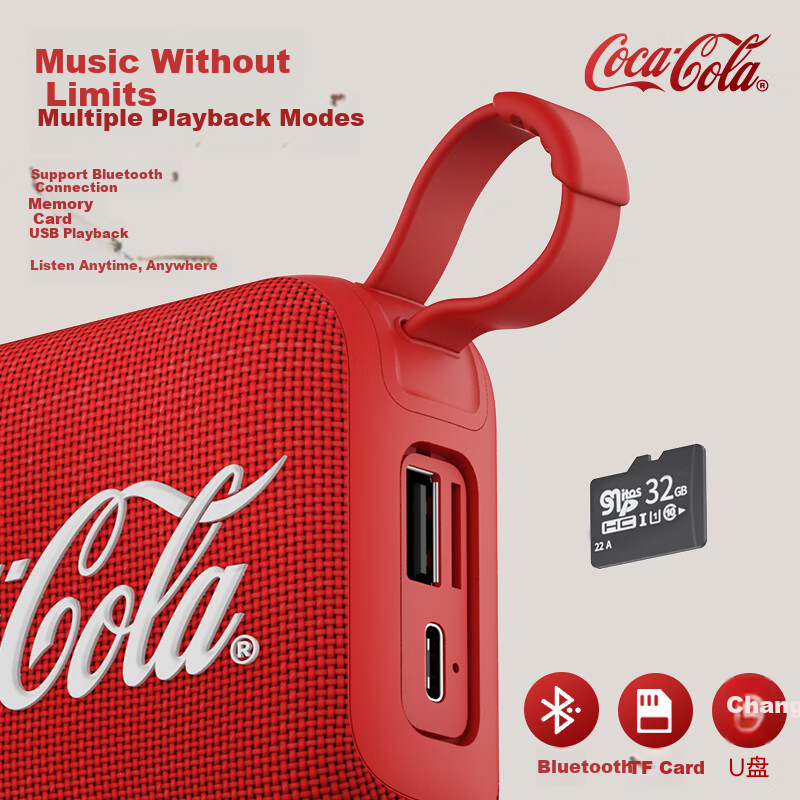 Coca-Cola T21 Outdoor Wireless Bluetooth Speaker Portable Subwoofer Home Car Dua...