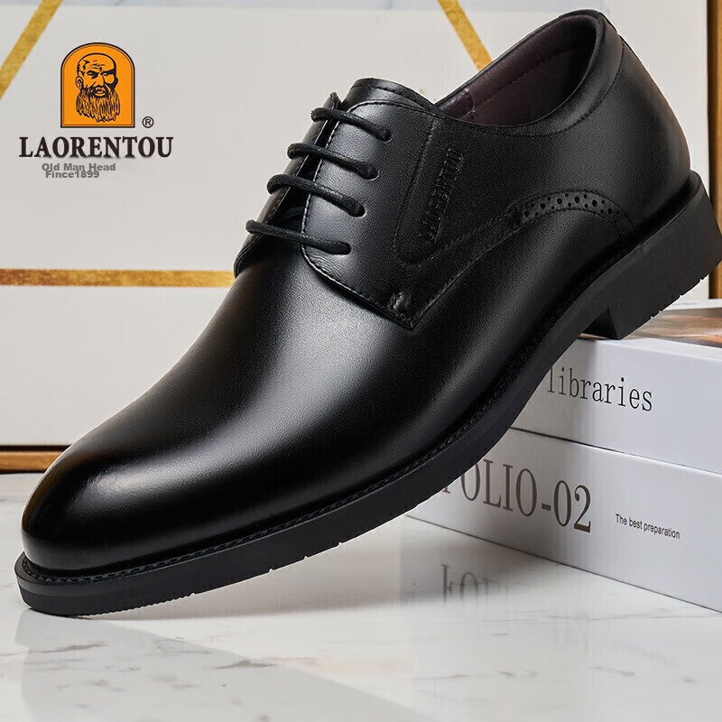 LAORENTOU Men's Leather Shoes, Business Formal Shoes, Top-Grain Leather, Breatha...