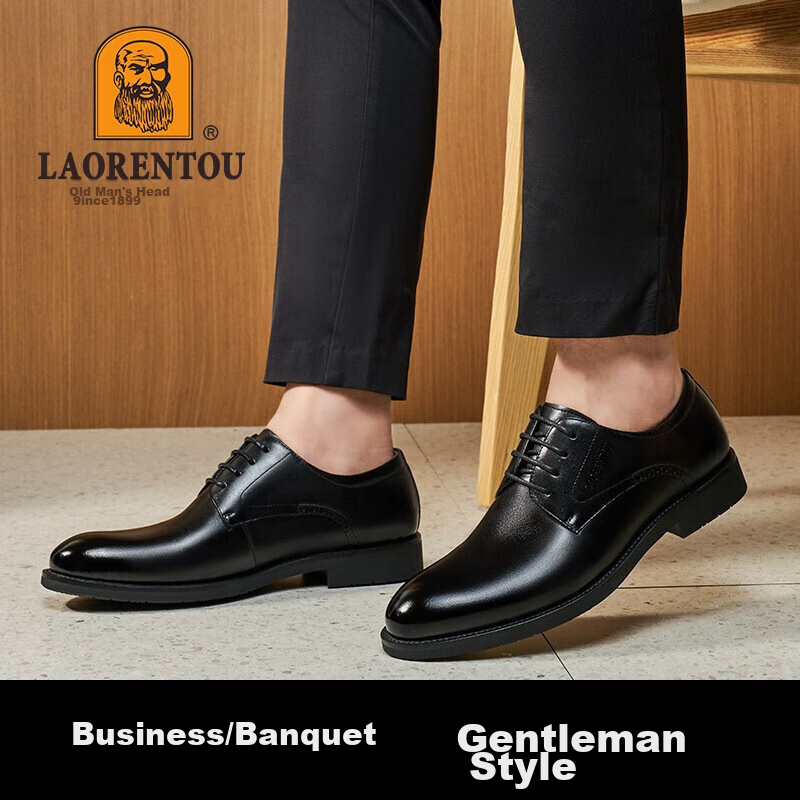 LAORENTOU Men's Leather Shoes, Business Formal Shoes, Top-Grain Cowhide, Breatha...