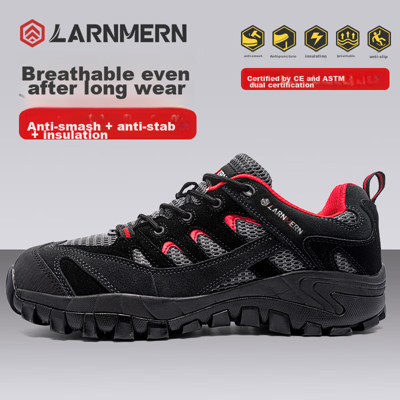Langmen Safety Shoes for Men with Steel Toe Cap, Anti-Smashing, Puncture-Resista...