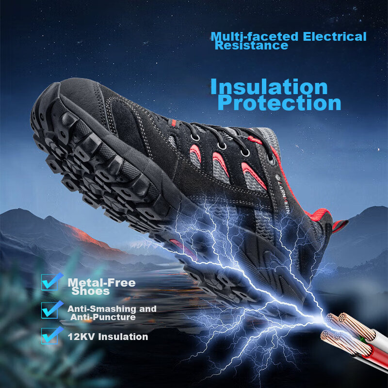 Langmen Safety Shoes for Men with Steel Toe Cap, Anti-Smashing, Puncture-Resista...