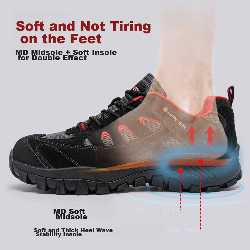 Langmen Safety Shoes for Men with Steel Toe Cap, Anti-Smashing, Puncture-Resista...