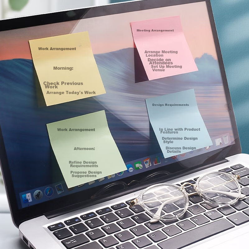 Jinzhi 1000 Sheets (10 Packs), 4 Colors Simple Sticky Notes, 76*76mm Memo Pad, R...