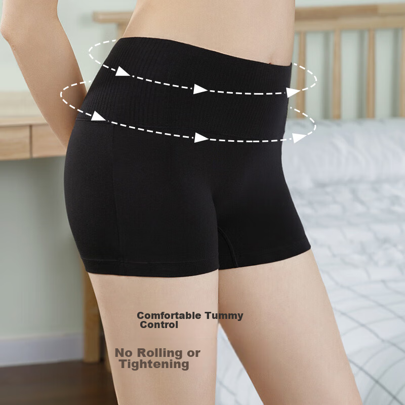 Jindu Women's High-Waisted Cotton Crotch Tummy Control Safety Shorts, Apricot +...