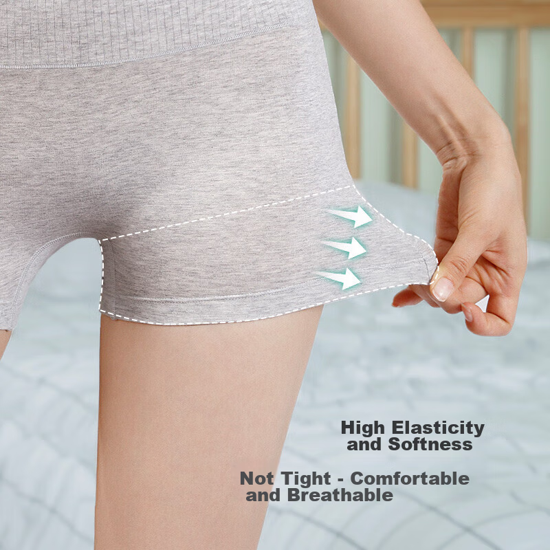 Jindu Women's High-Waisted Cotton Crotch Tummy Control Safety Shorts, Apricot +...