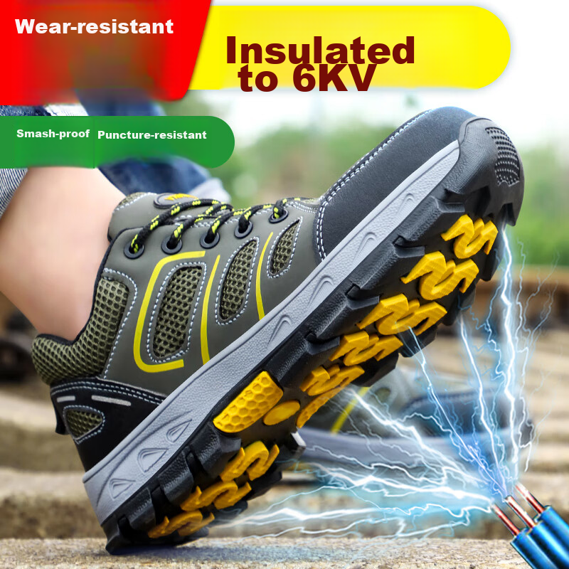 Jingtu Safety Shoes for Men, 6KV Insulated, Steel Toe, Puncture-Resistant, Elect...