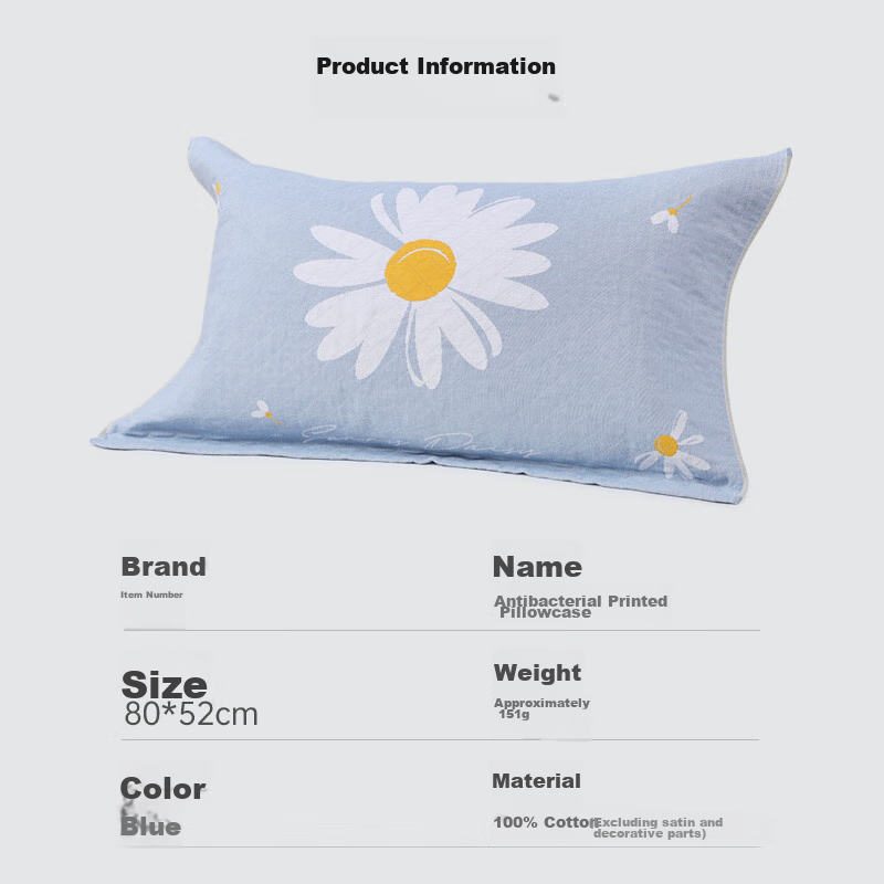 Jinhao Pure Cotton Pillowcase, 3A Antibacterial Three-Layer All-Cotton Enlarged...