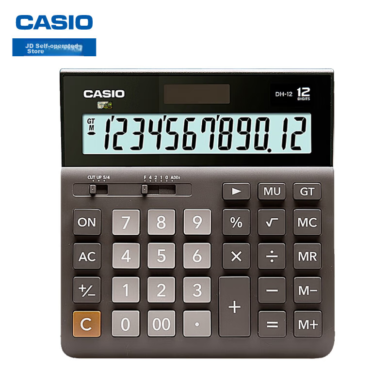 Casio Ultra-Wide Calculator DH-12 Black Silent, 12-Digit Dual Power, Professiona...