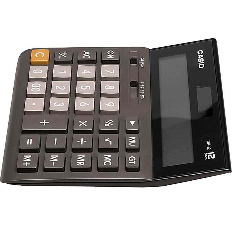 Casio Ultra-Wide Calculator DH-12 Black Silent, 12-Digit Dual Power, Professiona...