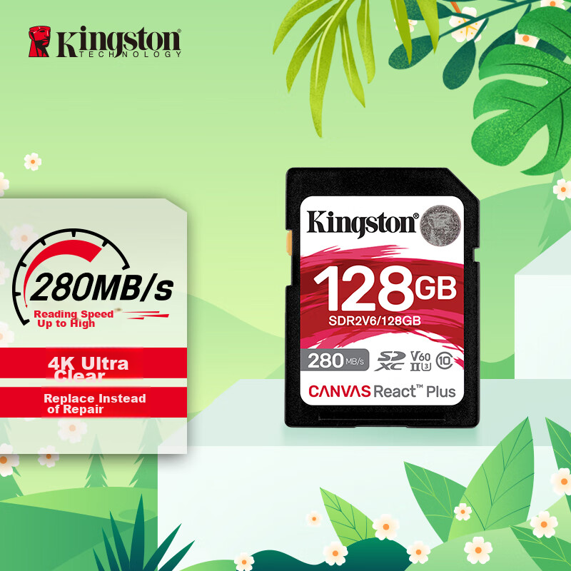 Kingston 128GB SD Memory Card U3 V60 4K Digital Camera Memory Card, Read Speed 2...