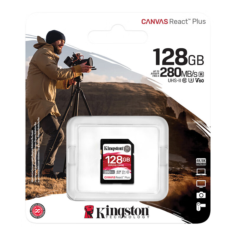 Kingston 128GB SD Memory Card U3 V60 4K Digital Camera Memory Card, Read Speed 2...