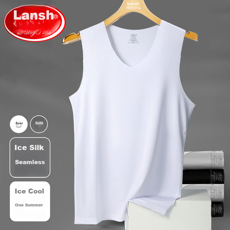 LangSha Men's Tank Top, Summer Ice Silk Thin Style, 7A Grade Antibacterial Seaml...