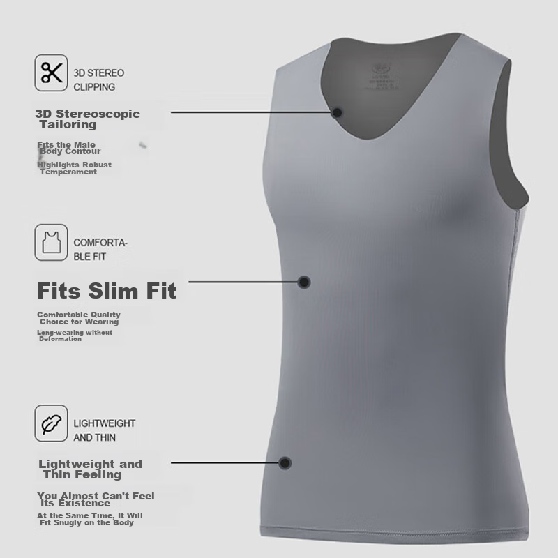 LangSha Men's Tank Top, Summer Ice Silk Thin Style, 7A Grade Antibacterial Seaml...