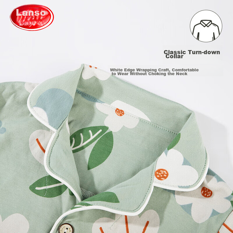 Langsha Children's Pajamas, Girls' All-Season Thin Pure Cotton Lapel Loungewear,...