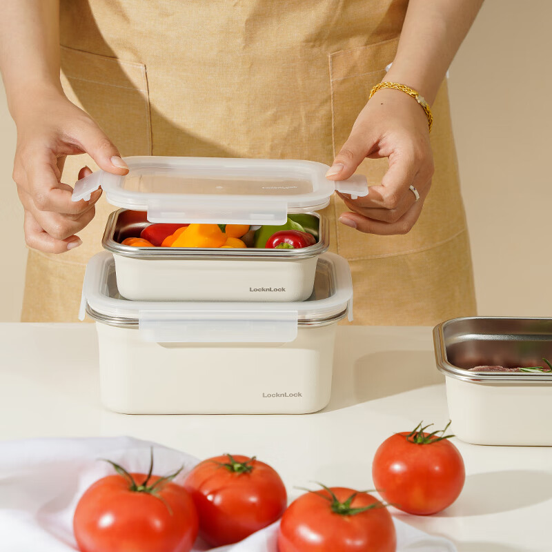 LOCK&LOCK Stainless Steel Food Storage Container, Airtight Refrigerator Kitchen...