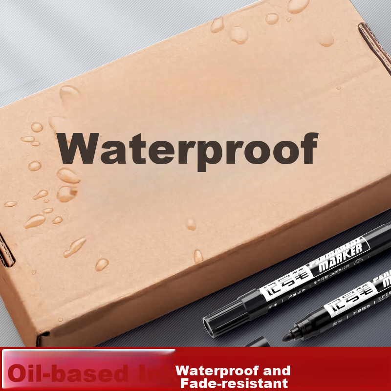 Jinzhi 100-Pack Oil-Based Marker Pens, Black, Large Tip, High Capacity, Quick-Dr...