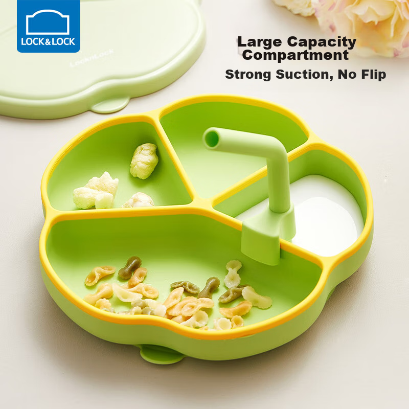 Locknlock Baby Divided Plate, Infant Suction Cup Plate, Integrated Feeding Tray...