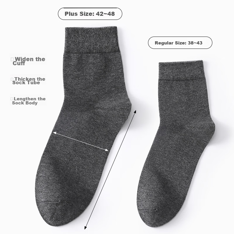 Langsha Custom Plus Size Loose Top Socks for Men, Mid-Calf, 100% Pure Cotton, Wi...