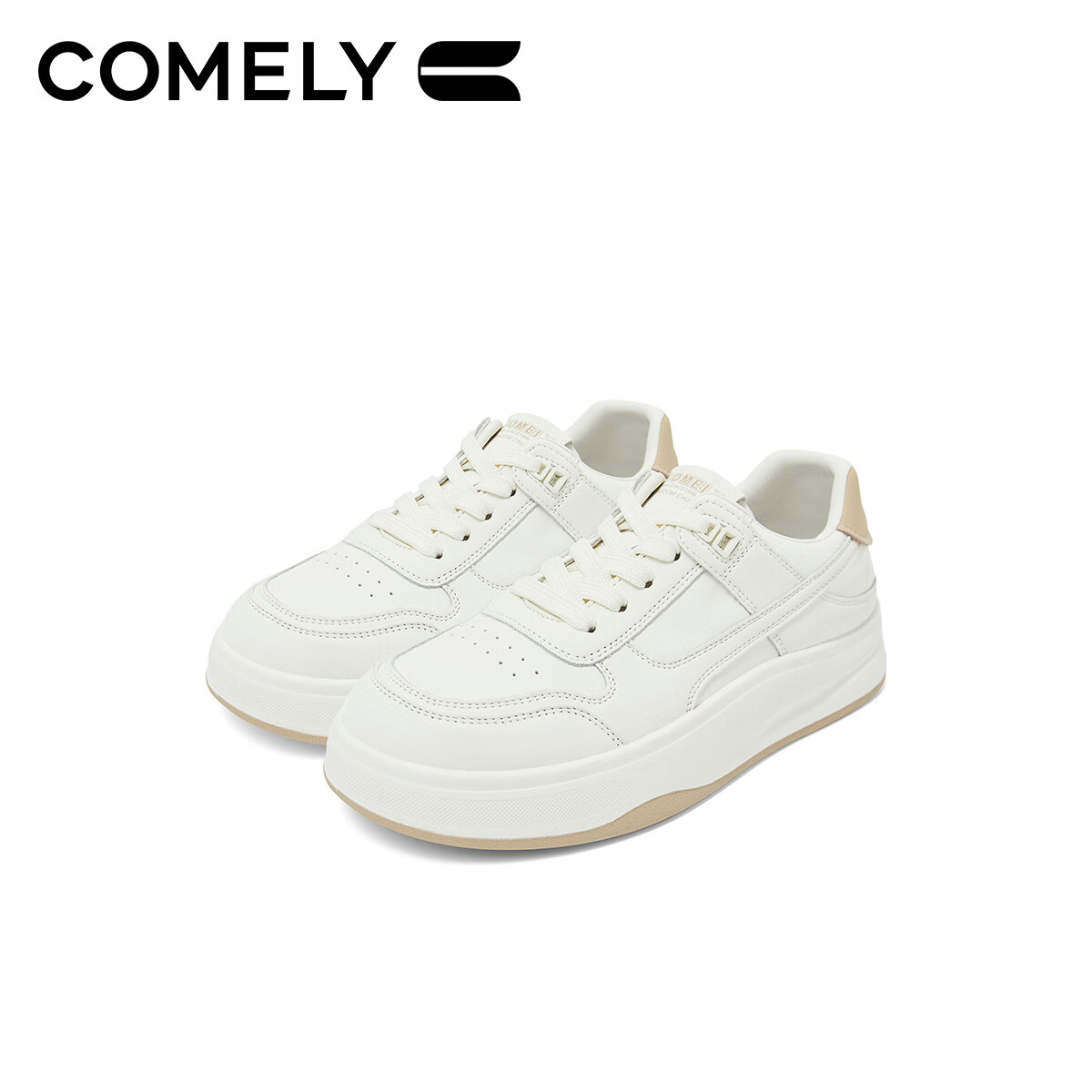 COMELY Thick-Soled White Sneakers for Women, Spring 2025, Petite Height-Increasi...