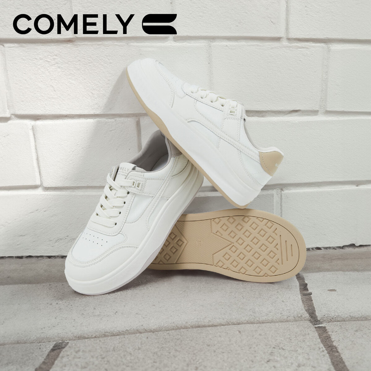 COMELY Thick-Soled White Sneakers for Women, Spring 2025, Petite Height-Increasi...