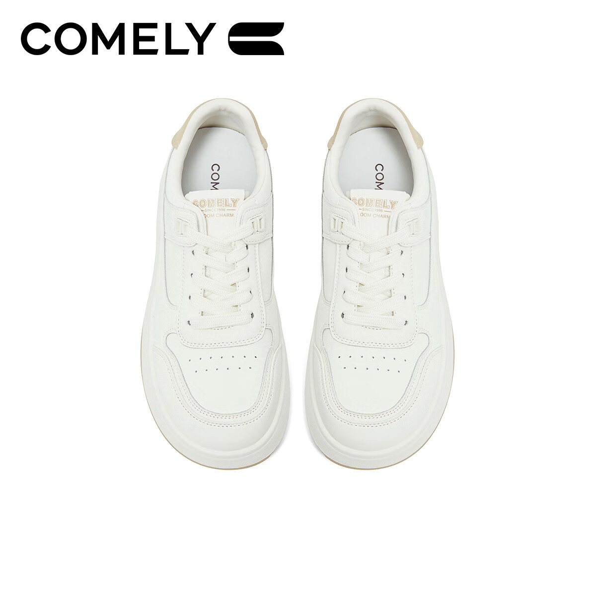 COMELY Thick-Soled White Sneakers for Women, Spring 2025, Petite Height-Increasi...