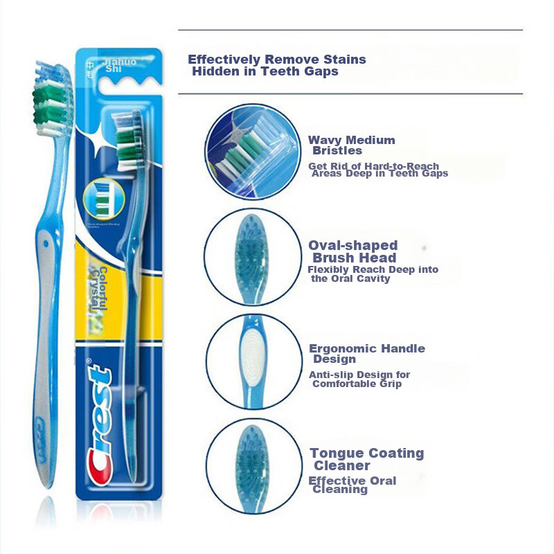 Crest Colorful Crystal Soft Bristle Gum Care Toothbrush, 3-Pack Family Pack, Gen...