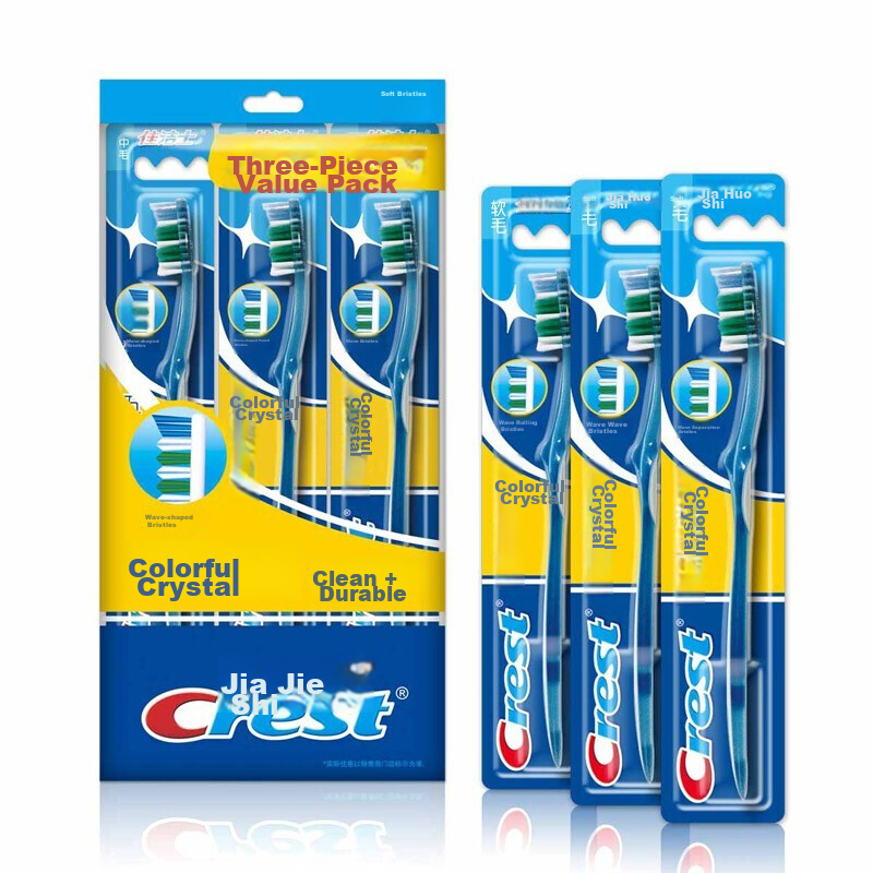 Crest Colorful Crystal Soft Bristle Gum Care Toothbrush, 3-Pack Family Pack, Gen...