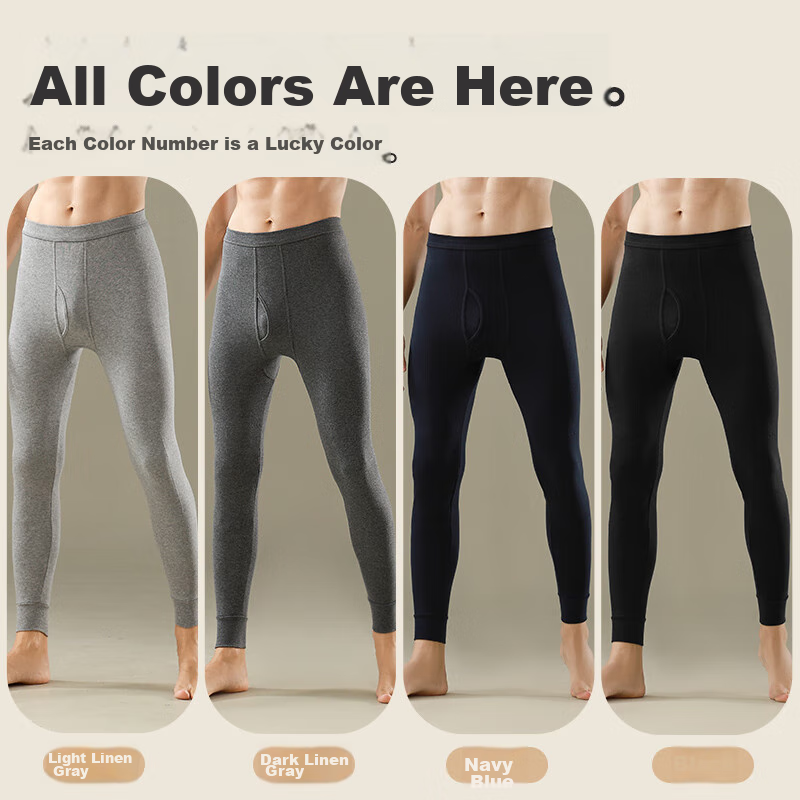 Langsha Men's Autumn Long Johns, Single Piece, Pure Cotton, Thin, Wool, Antibact...