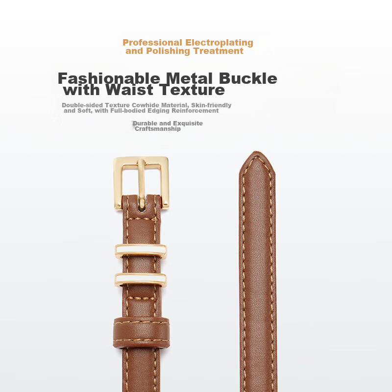 Cnoles Women's Leather Belt, Fashionable Versatile Cowhide Waistband, Matching J...