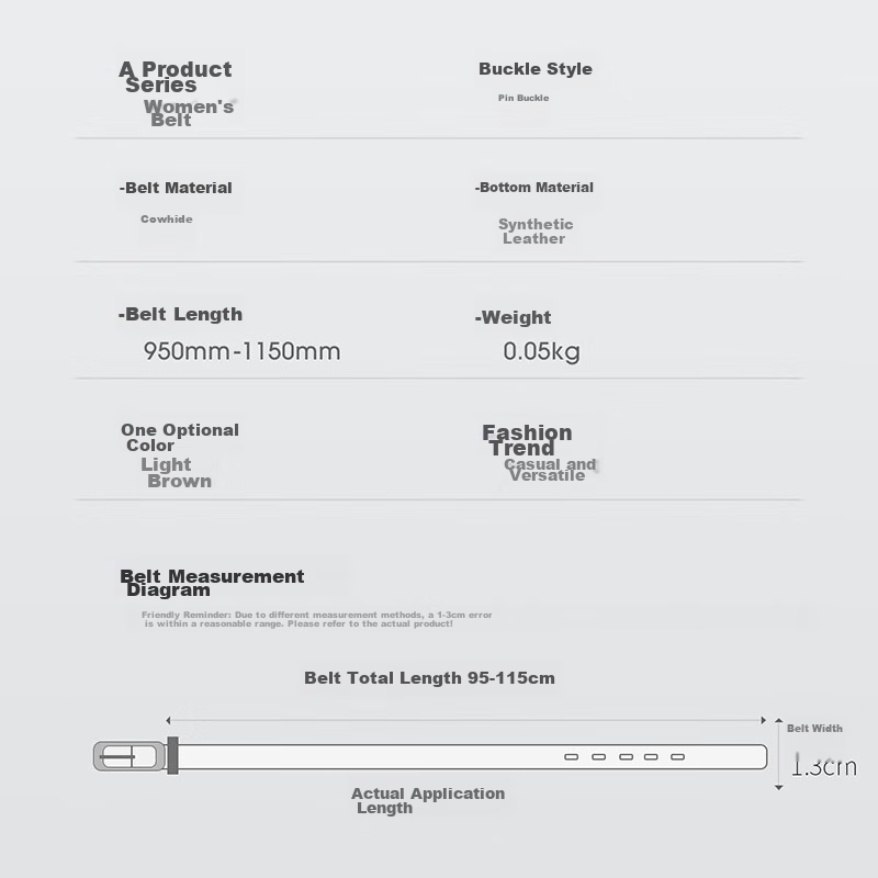 Cnoles Women's Leather Belt, Fashionable Versatile Cowhide Waistband, Matching J...