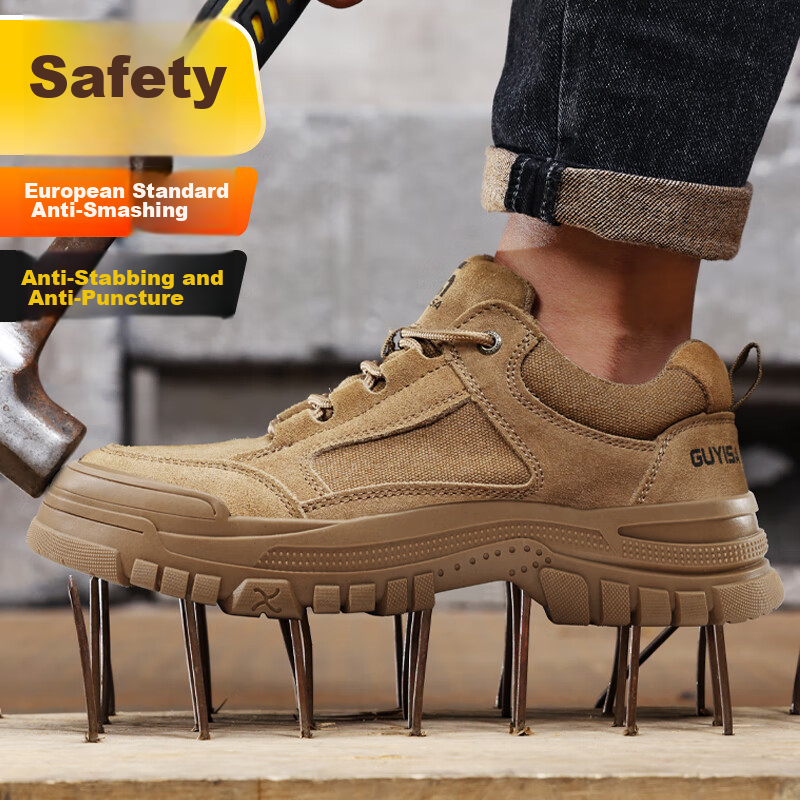 JUNBU Safety Shoes for Men with Steel Toe Cap, Anti-Smashing, Anti-Puncture, Bre...