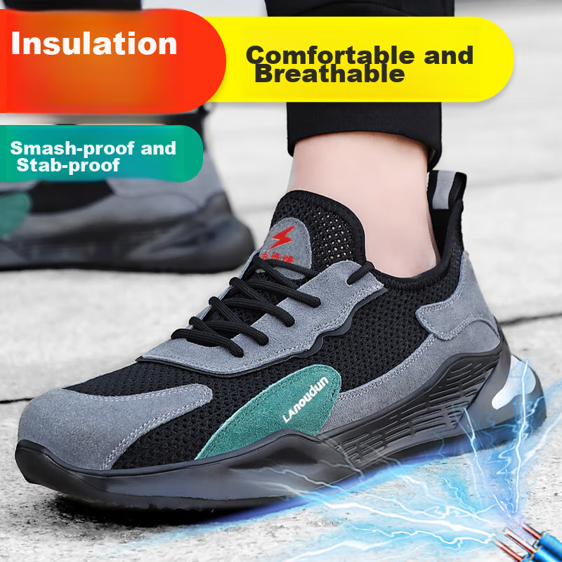 Blue Owl Shield Safety Shoes for Men, Summer Breathable Insulated Electrician An...