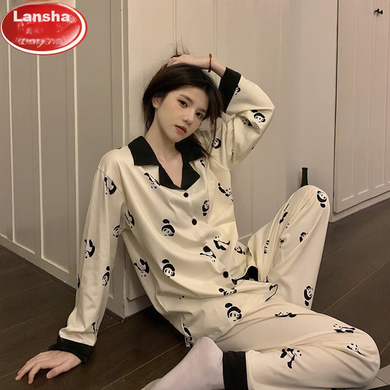 Langsha Women's Loungewear, Cotton-Like Breathable Long-Sleeve Pants, Sweet Inte...