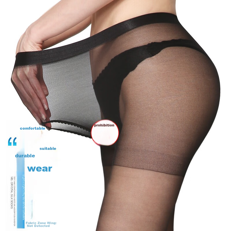 Langsha Silk Stockings for Women, Black Sexy Crotchless Pantyhose, Ultra-Thin Se...