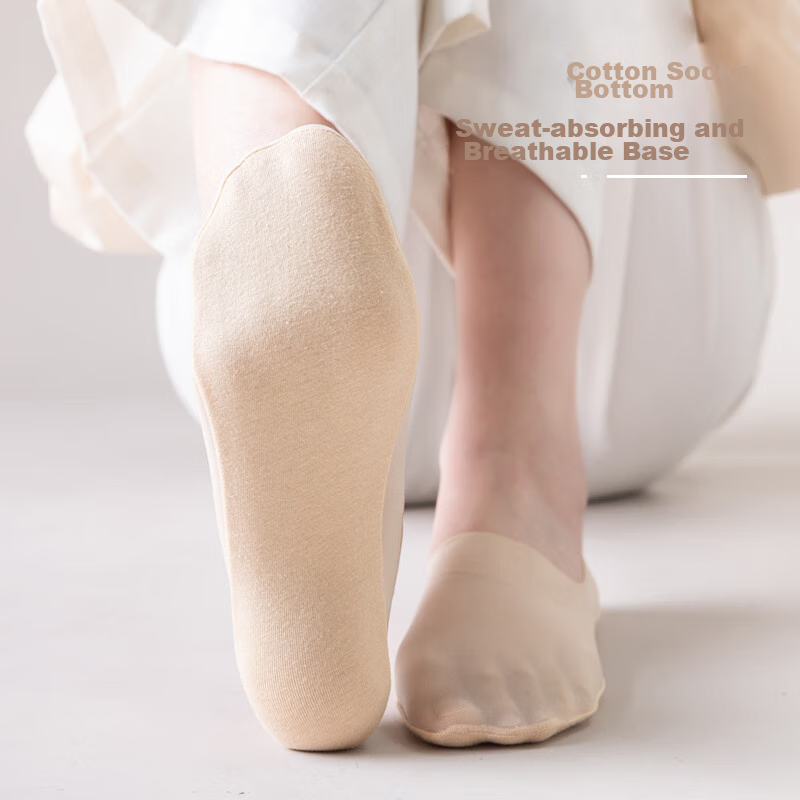 Langsha Women's Summer Thin Cotton-Backed Socks, Short Silk Invisible Low-Cut No...