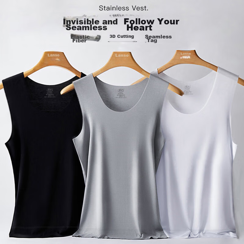 LangSha Ice Silk Tank Top for Men, 7A Grade Antibacterial, Summer Men's Seamless...