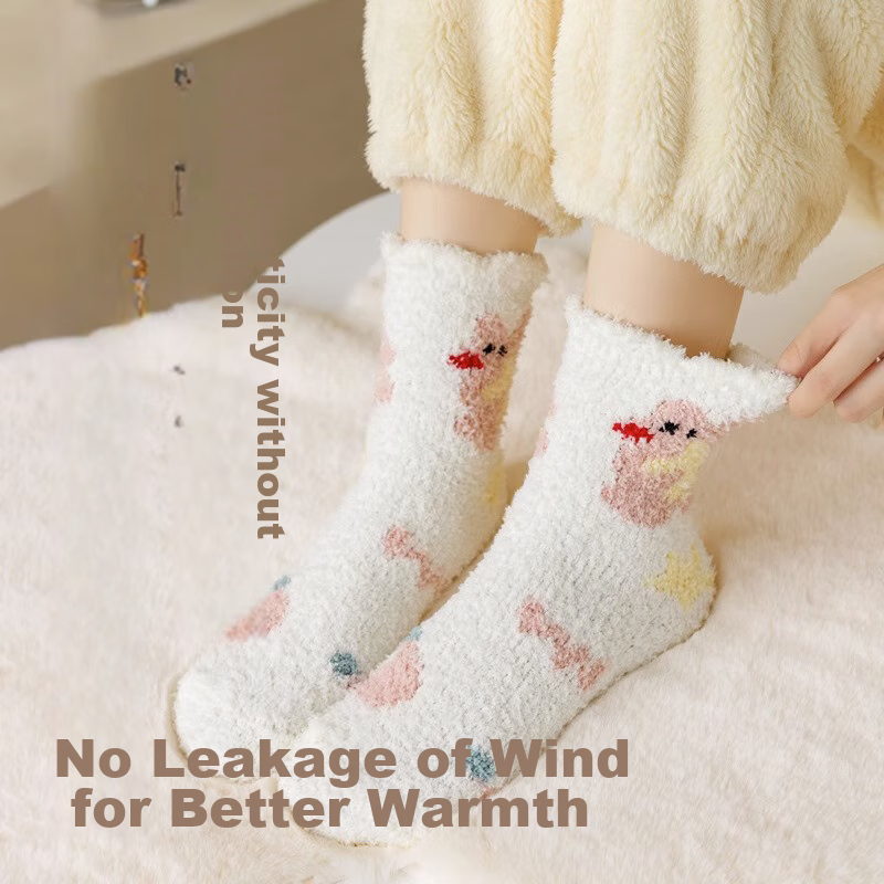 Langsha Women's Socks, Spring Coral Home Floor Postpartum Socks, Cute Sleep Mid-...