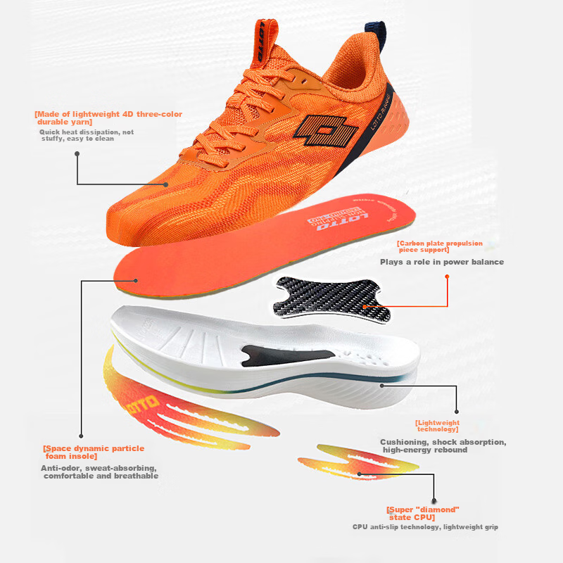 LOTTO Carbon Plate Running Shoes Men's Shoes Shock Absorption Lightweight Breath...