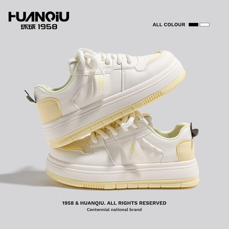 Global Casual White Shoes Women 2025 New Student Ins Trendy All-match Thick-sole...