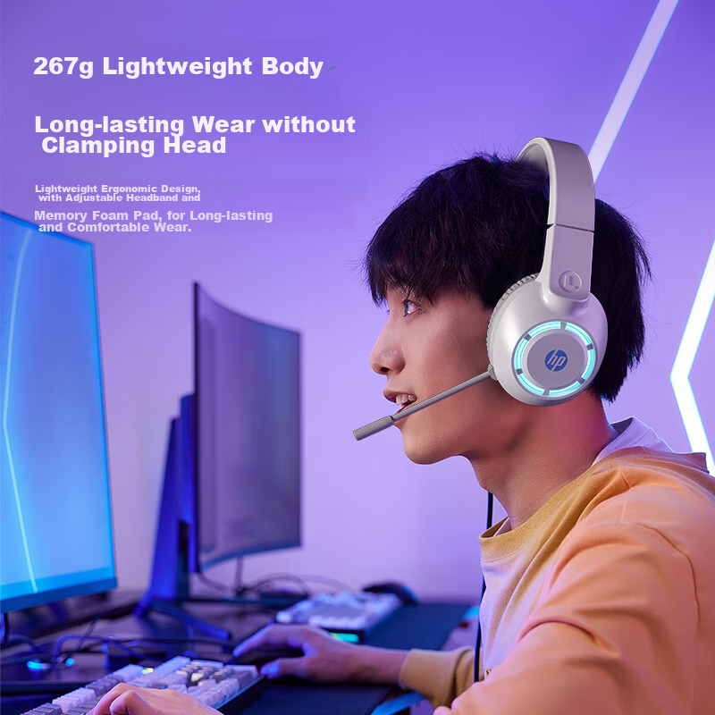 HP DHE-8013 Wired Headphones, Noise-Cancelling Stereo Surround Gaming Headset fo...