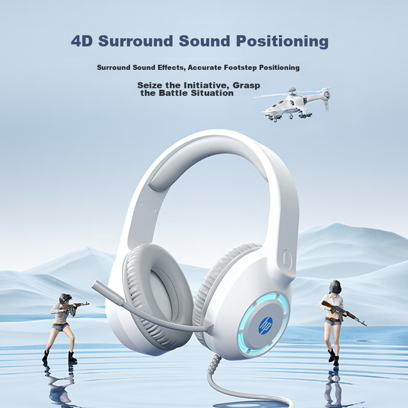 HP DHE-8013 Wired Headphones, Noise-Cancelling Stereo Surround Gaming Headset fo...