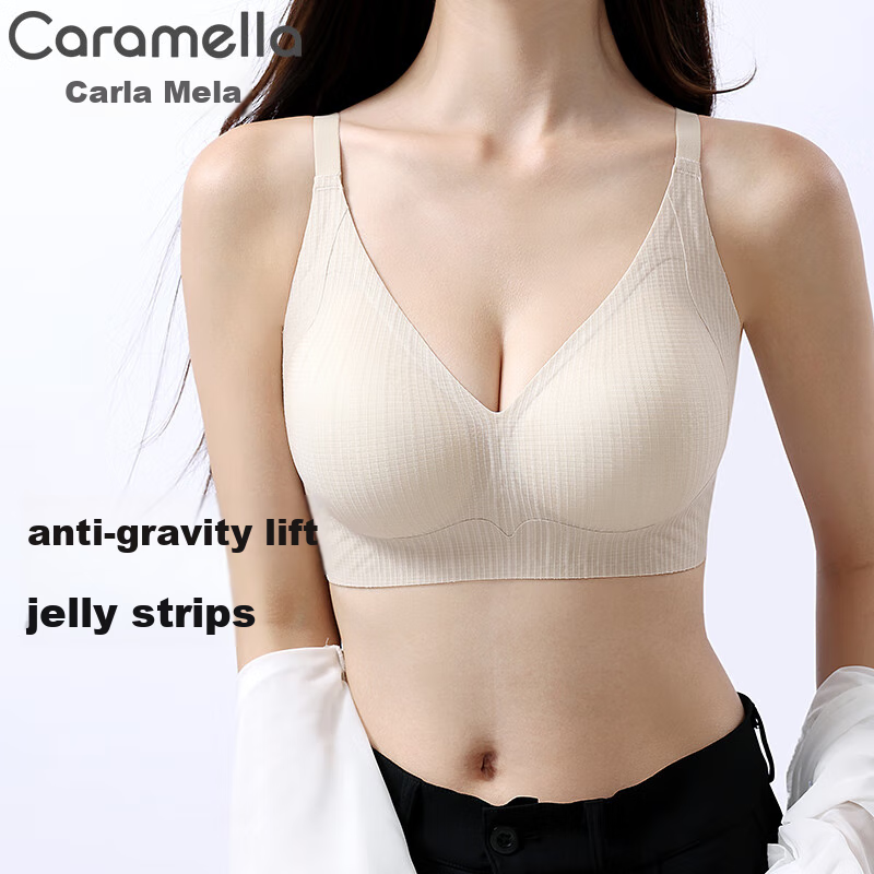 Caramella Women's Seamless Push-Up Bra, Wireless, Anti-Sagging, 2024 Winter New...
