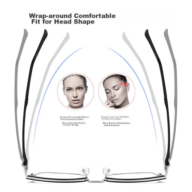 Jingbang Large Frame Myopia Glasses for Men, Non-Prescription Anti-Blue Light Ra...