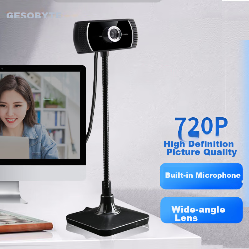 GESOBYTE C208 Bracket 720P HD Live Streaming Webcam for Video Conferencing, Onli...