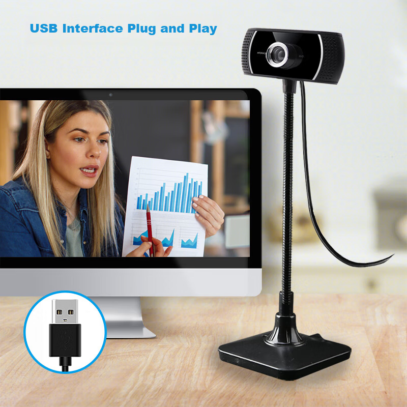 GESOBYTE C208 Bracket 720P HD Live Streaming Webcam for Video Conferencing, Onli...