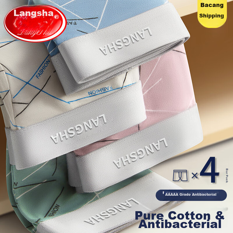 Langsha Men's Underwear, Cotton Comfortable Boxer Briefs, Men's Shorts, 4-Pack,...