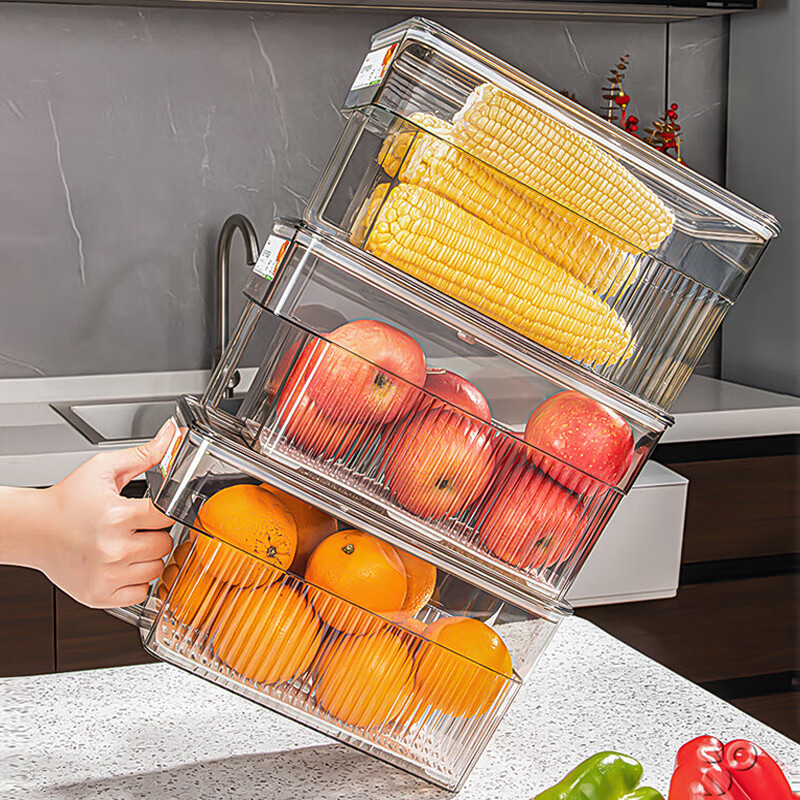 KATEI STORY Japanese Refrigerator Storage Box, Large Capacity, Food-Grade, Speci...