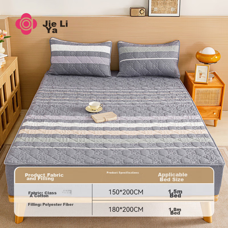 Grace A-Class Pure Cotton Fitted Sheet, Thickened Quilted Bed Sheet, Protective...