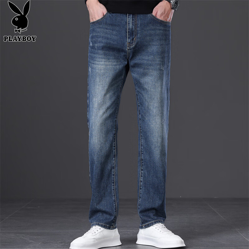 Playboy Denim Jeans for Men, Spring And Summer Straight-Leg Casual Pants, Loose-...