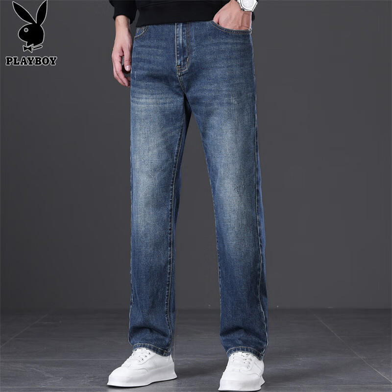 Playboy Denim Jeans for Men, Spring And Summer Straight-Leg Casual Pants, Loose-...